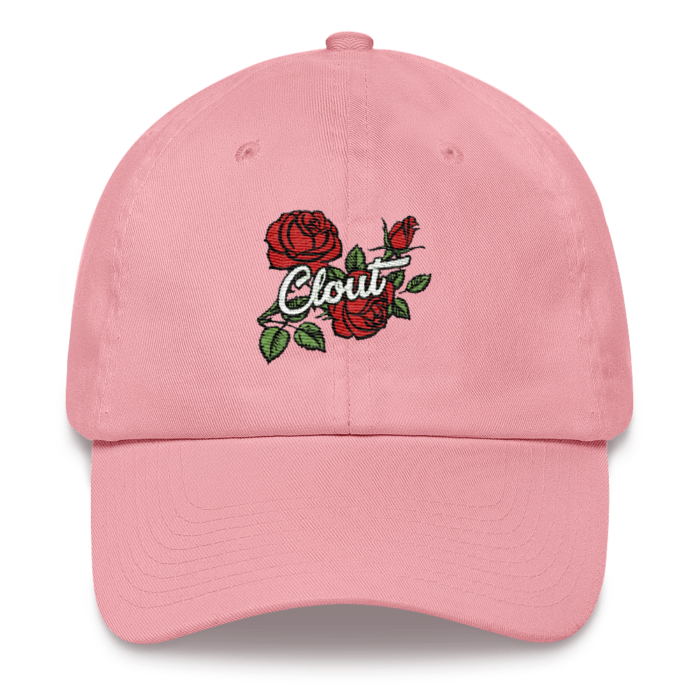 Floral Embroidered Dad Hat Pink