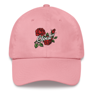 Floral Embroidered Dad Hat Pink