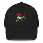 Floral Embroidered Dad Hat Black