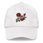 Floral Embroidered Dad Hat White