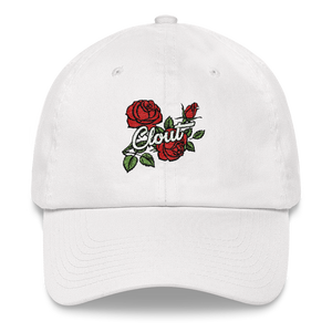 Floral Embroidered Dad Hat White